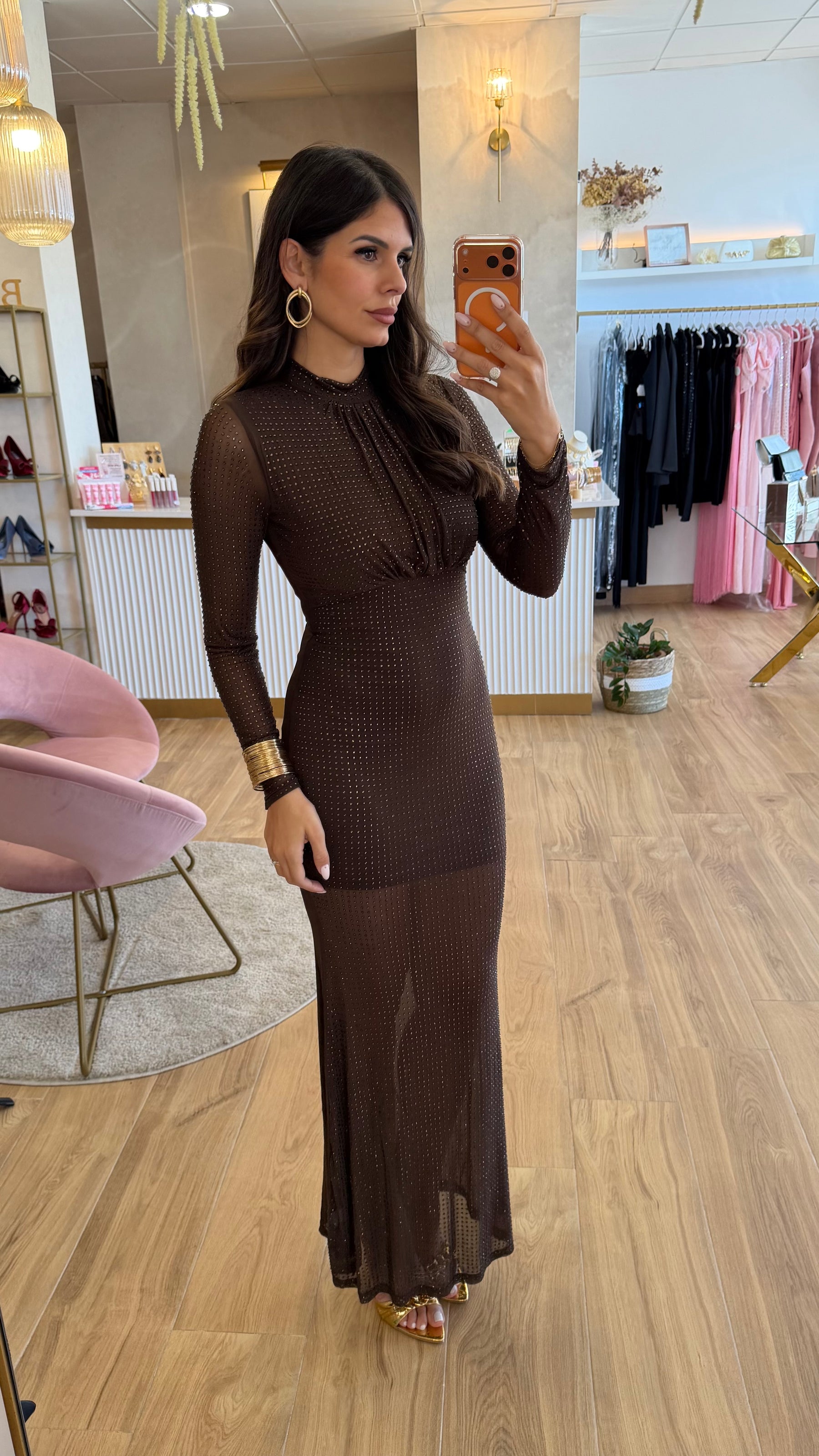 Vestido Gema Brilli Marrón Chocolate