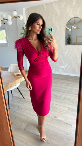 Vestido Leonor Escote V Cereza “Made in Spain”