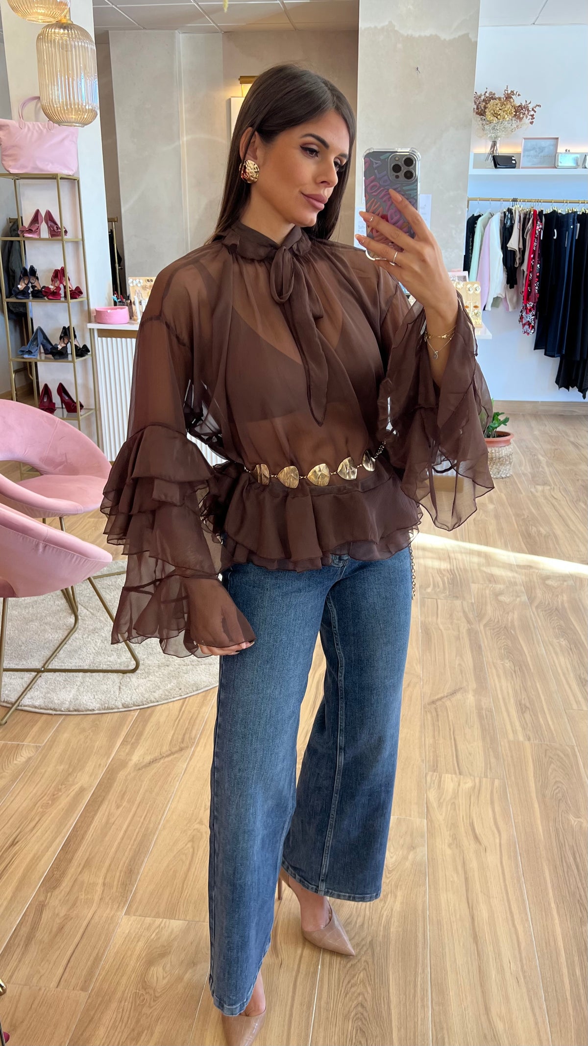 Blusa Volante Chocolate