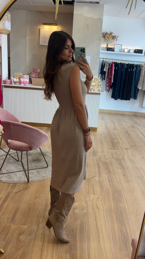 Vestido Punto Canalé Topo