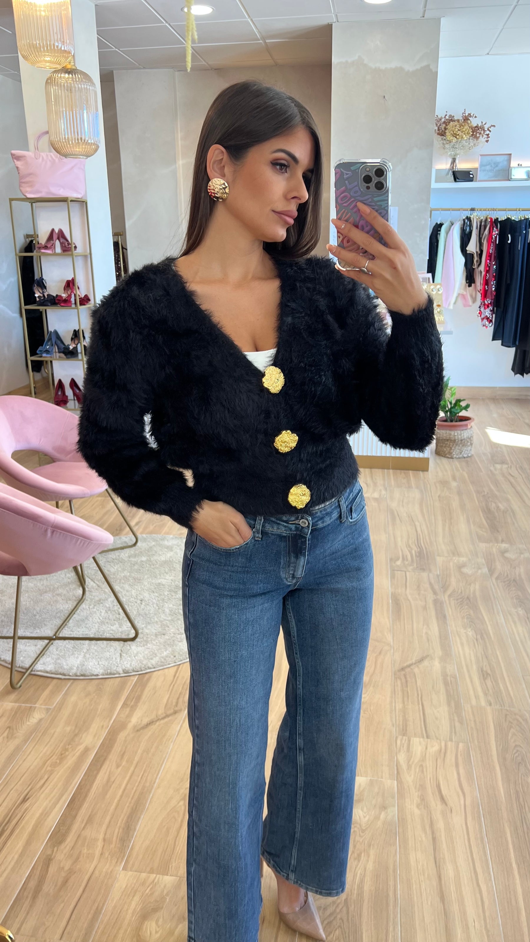 Rebeca Botones Oro Negra