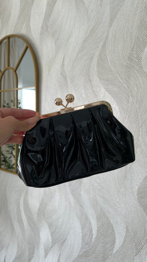 Clutch Negro Efecto Piel