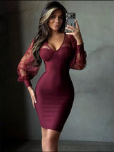 Vestido Bandage Mangas Encaje