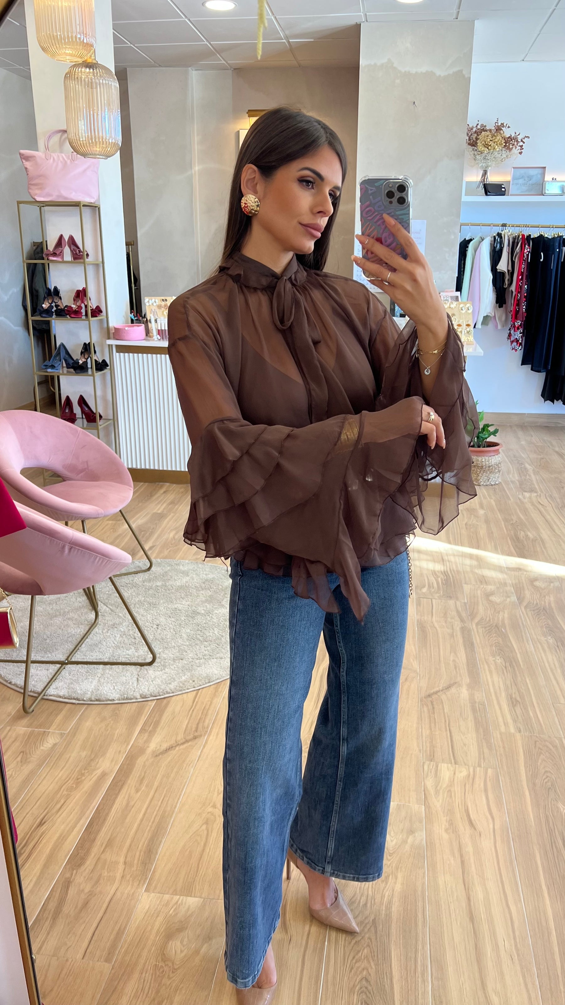 Blusa Volante Chocolate