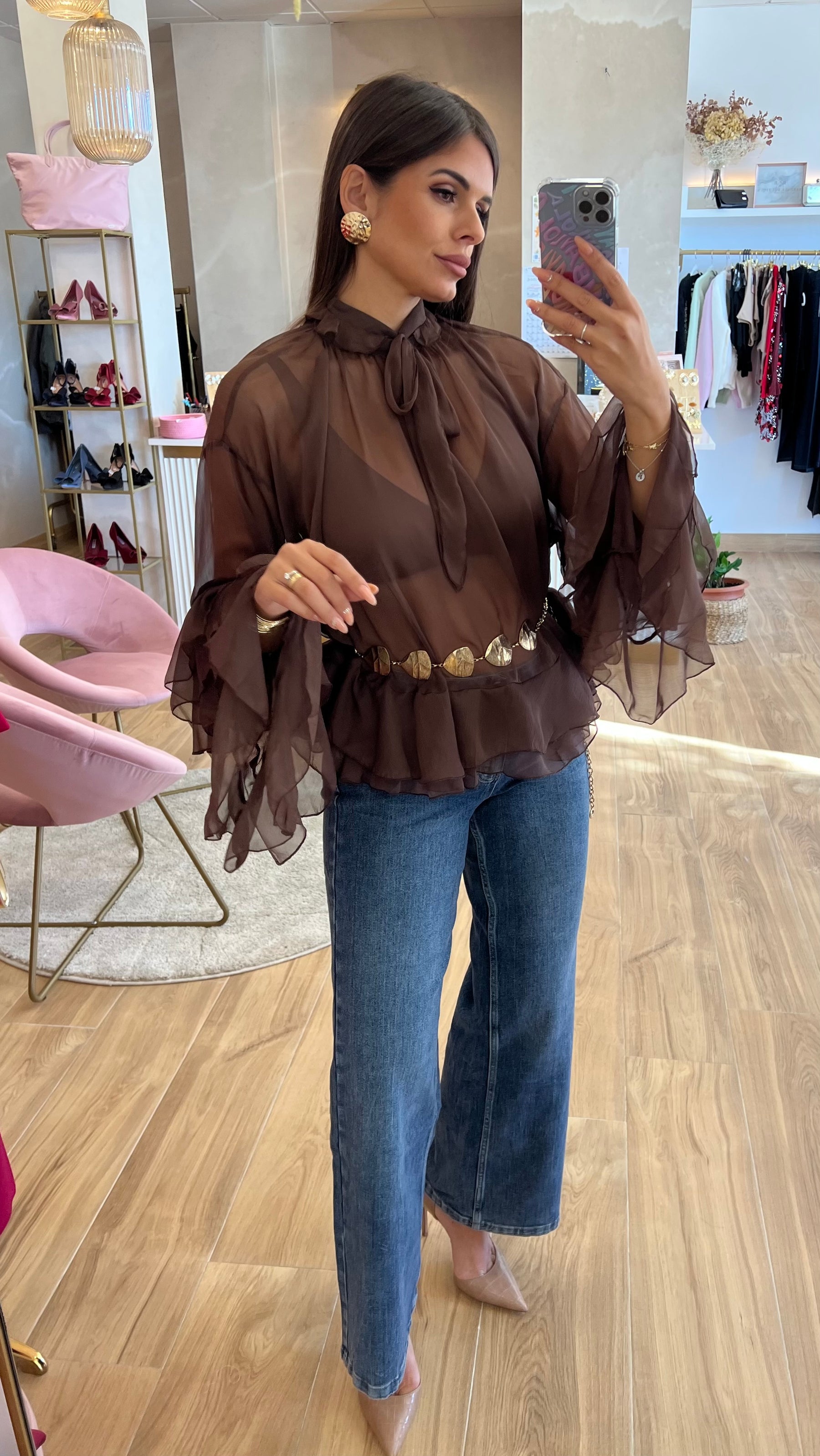 Blusa Volante Chocolate