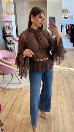 Blusa Volante Chocolate
