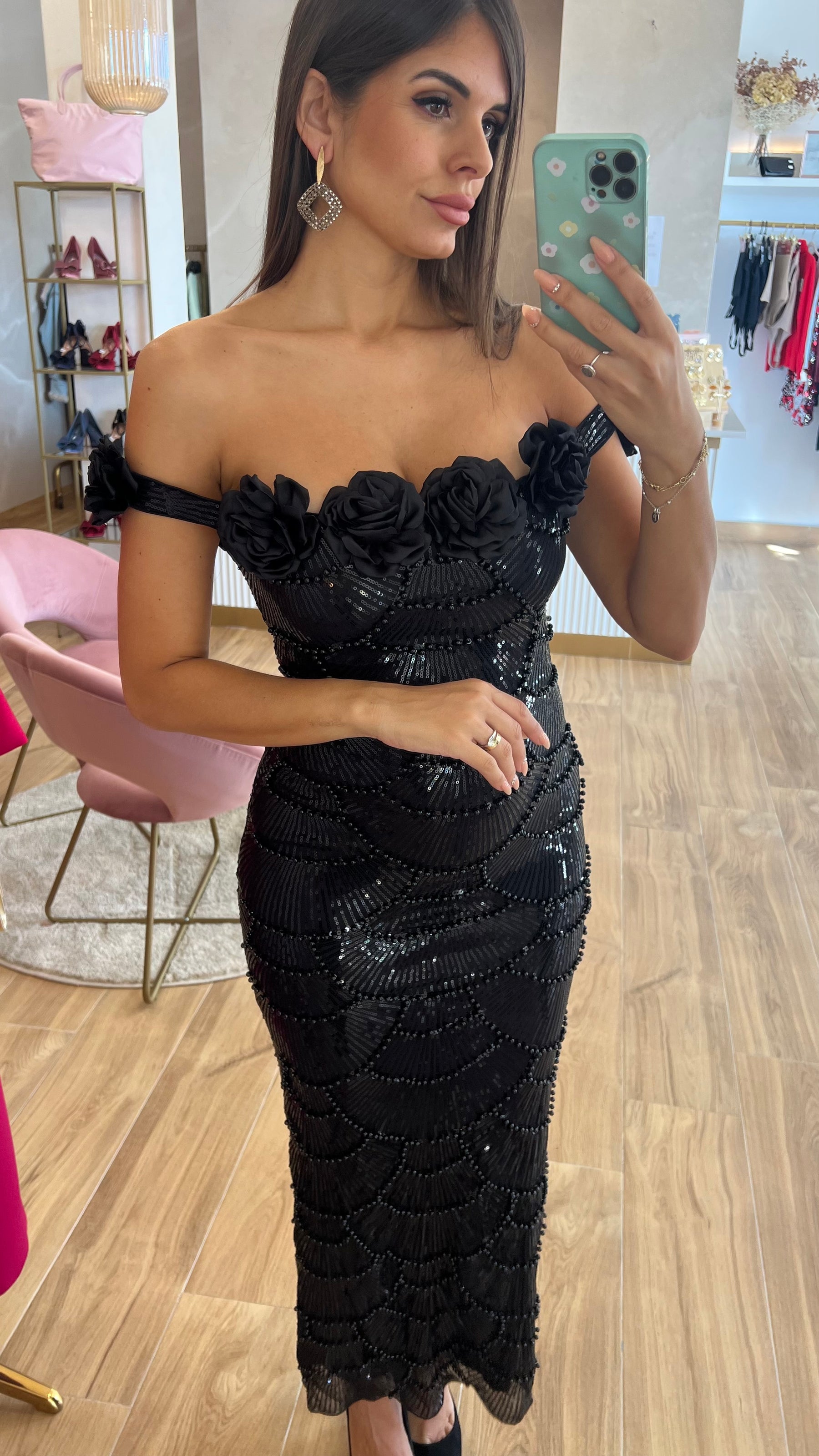 Vestido Ébano Rosas