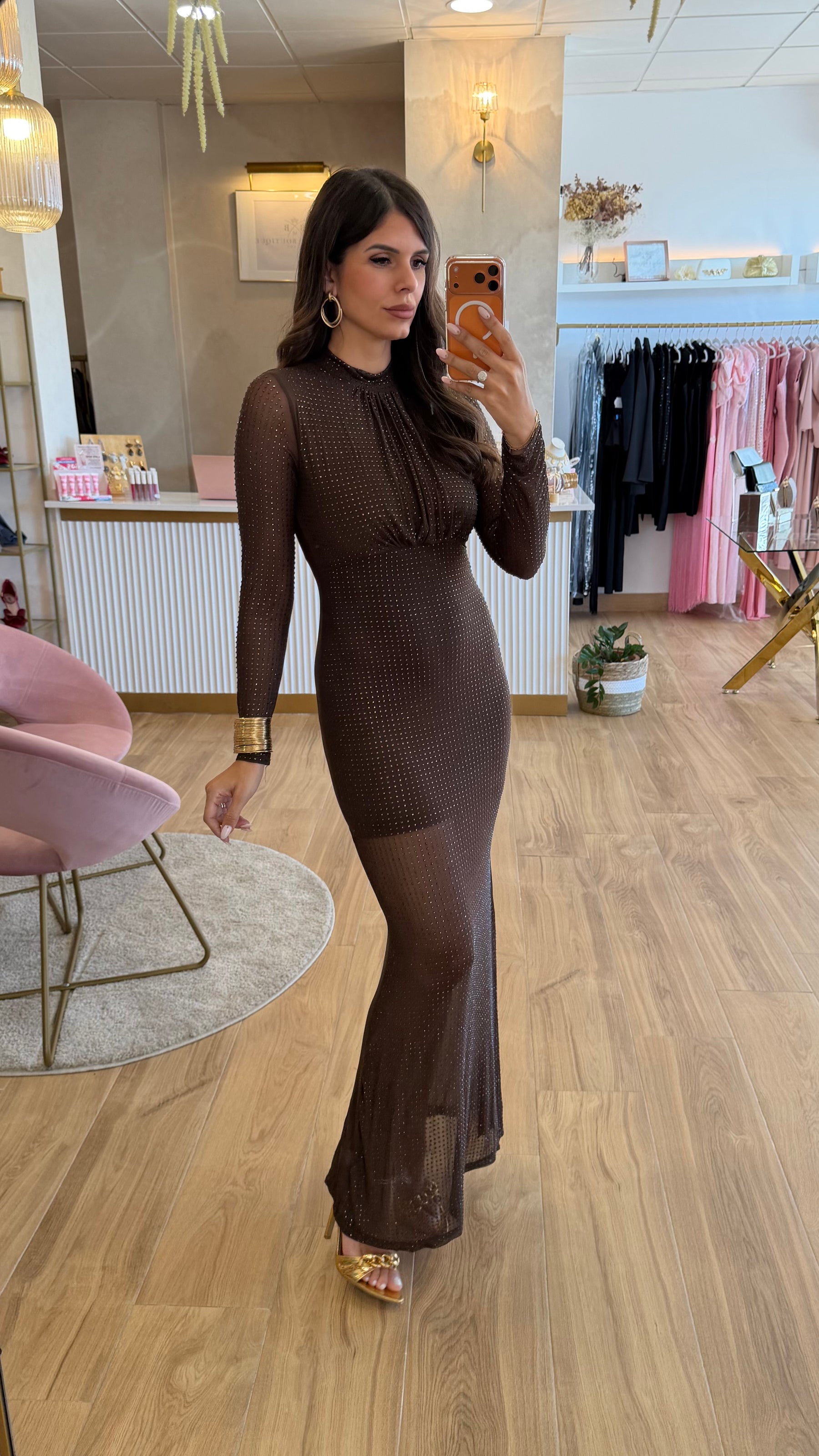 Vestido Gema Brilli Marrón Chocolate