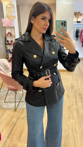 Chaqueta Abotonadura Efecto Piel
