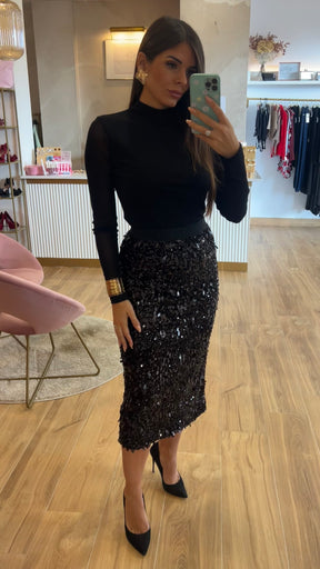 Falda Lentejuela Negra