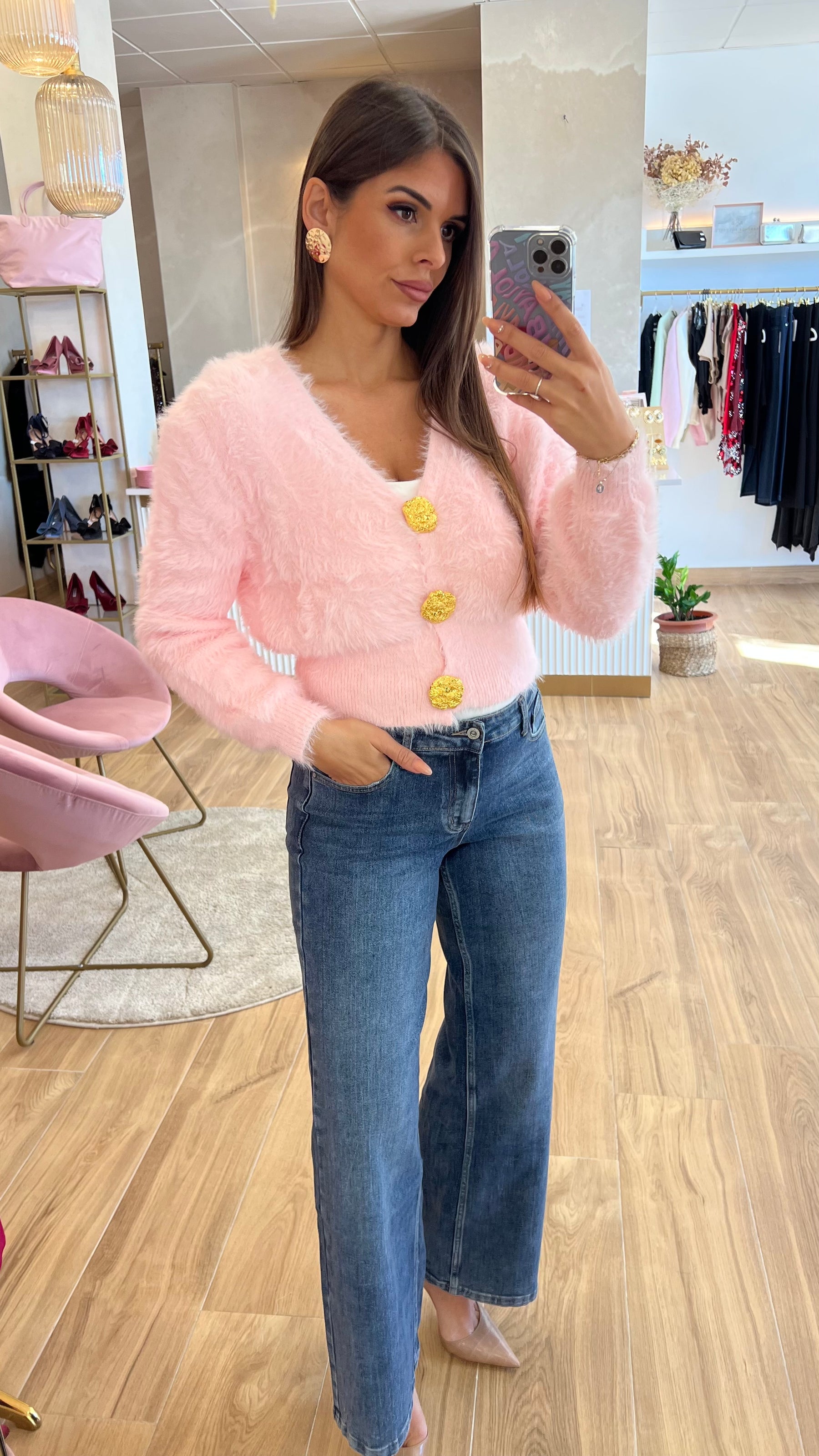 Rebeca Botones Oro Rosa