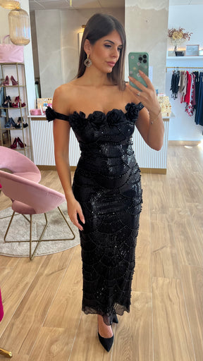 Vestido Ébano Rosas