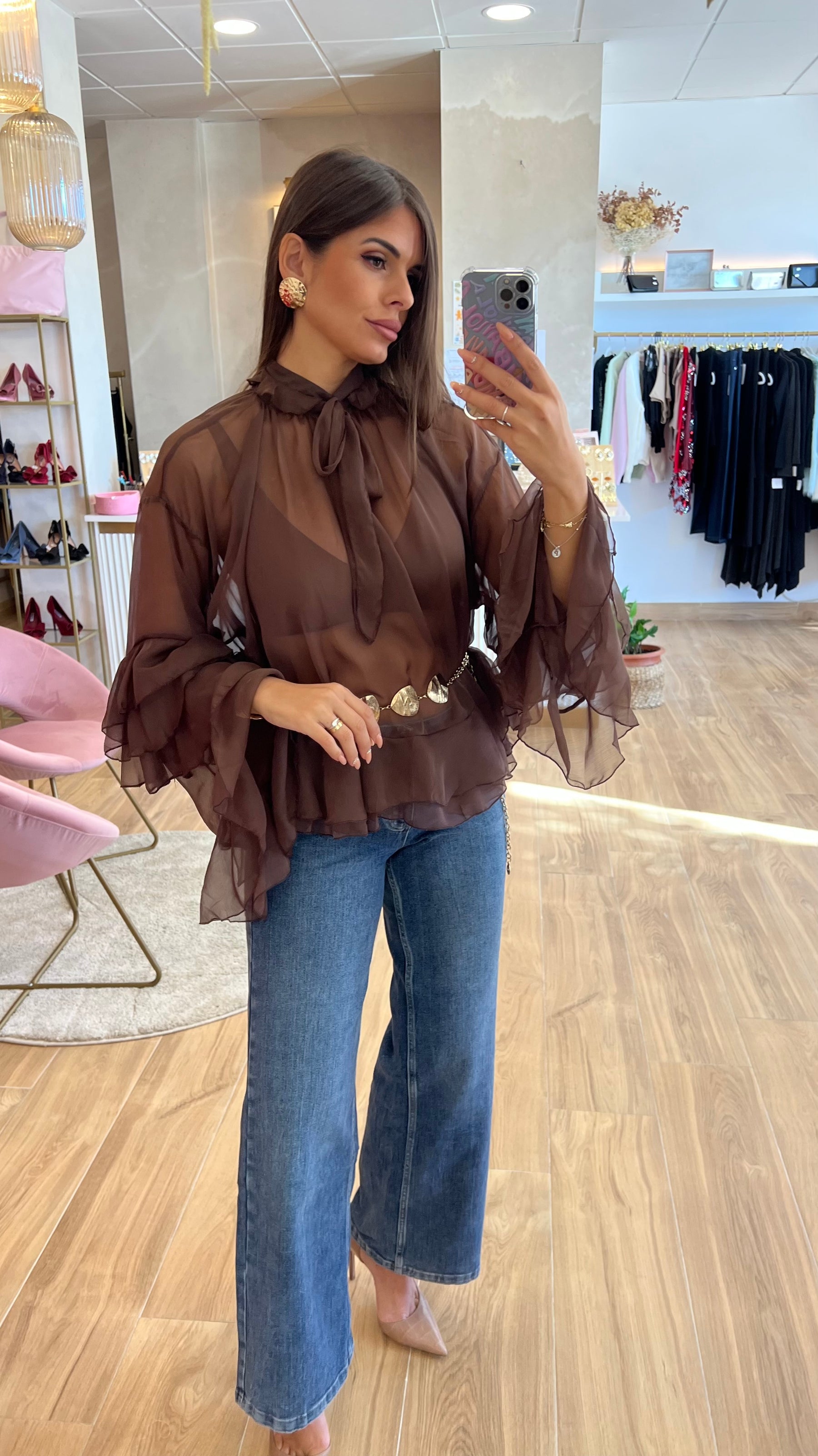 Blusa Volante Chocolate