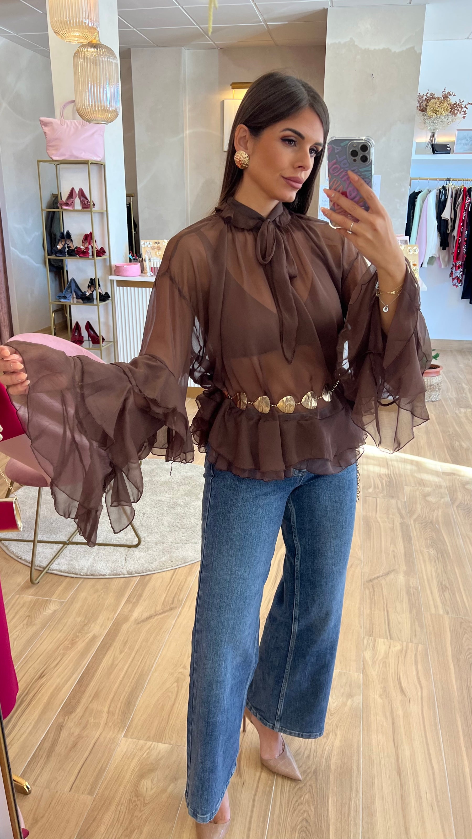 Blusa Volante Chocolate