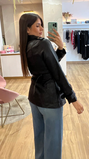 Chaqueta Abotonadura Efecto Piel