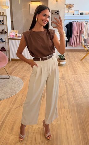 Pantalón Pinza Beige