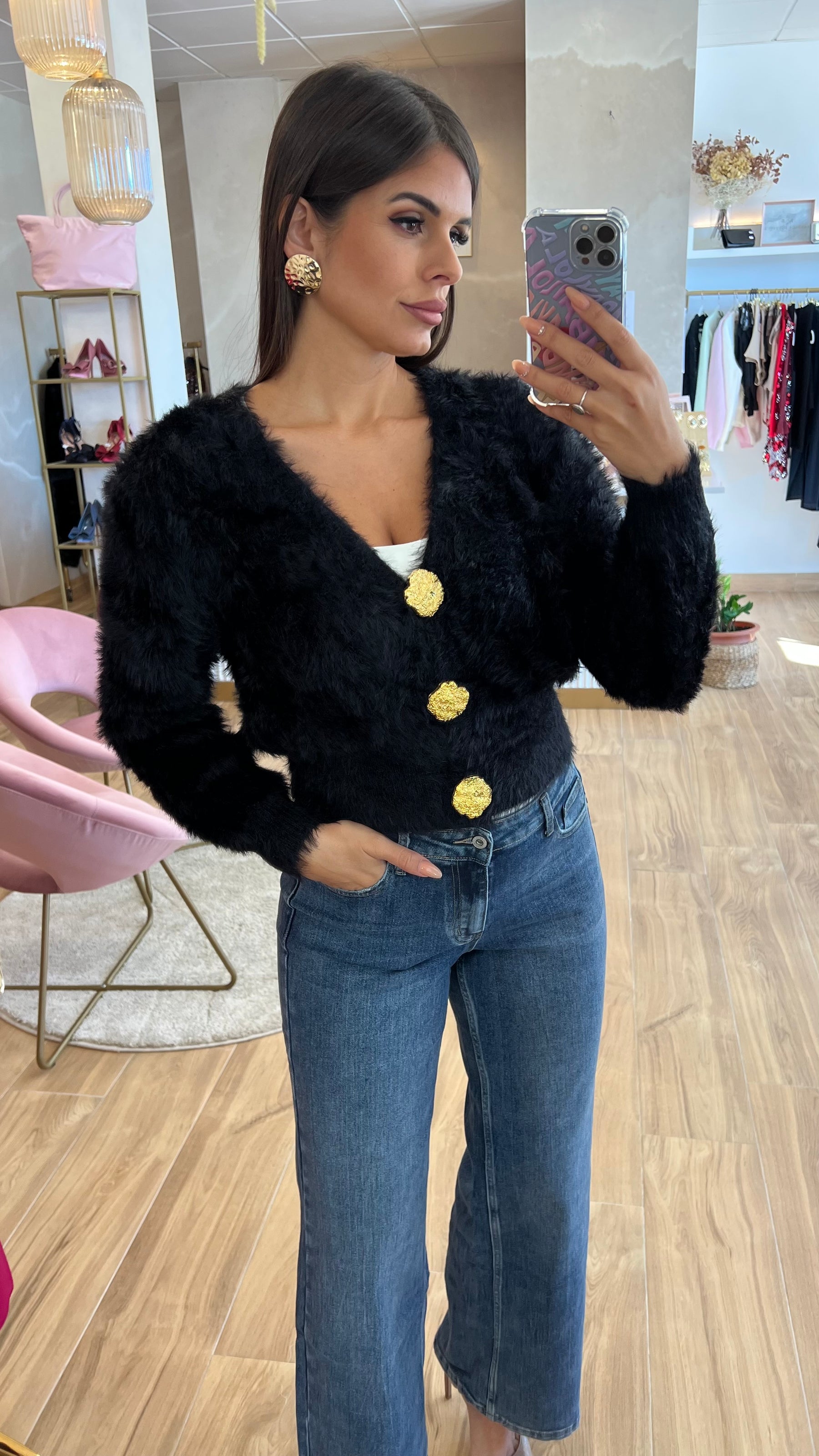 Rebeca Botones Oro Negra