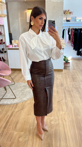 Falda Ecopiel Abotonada