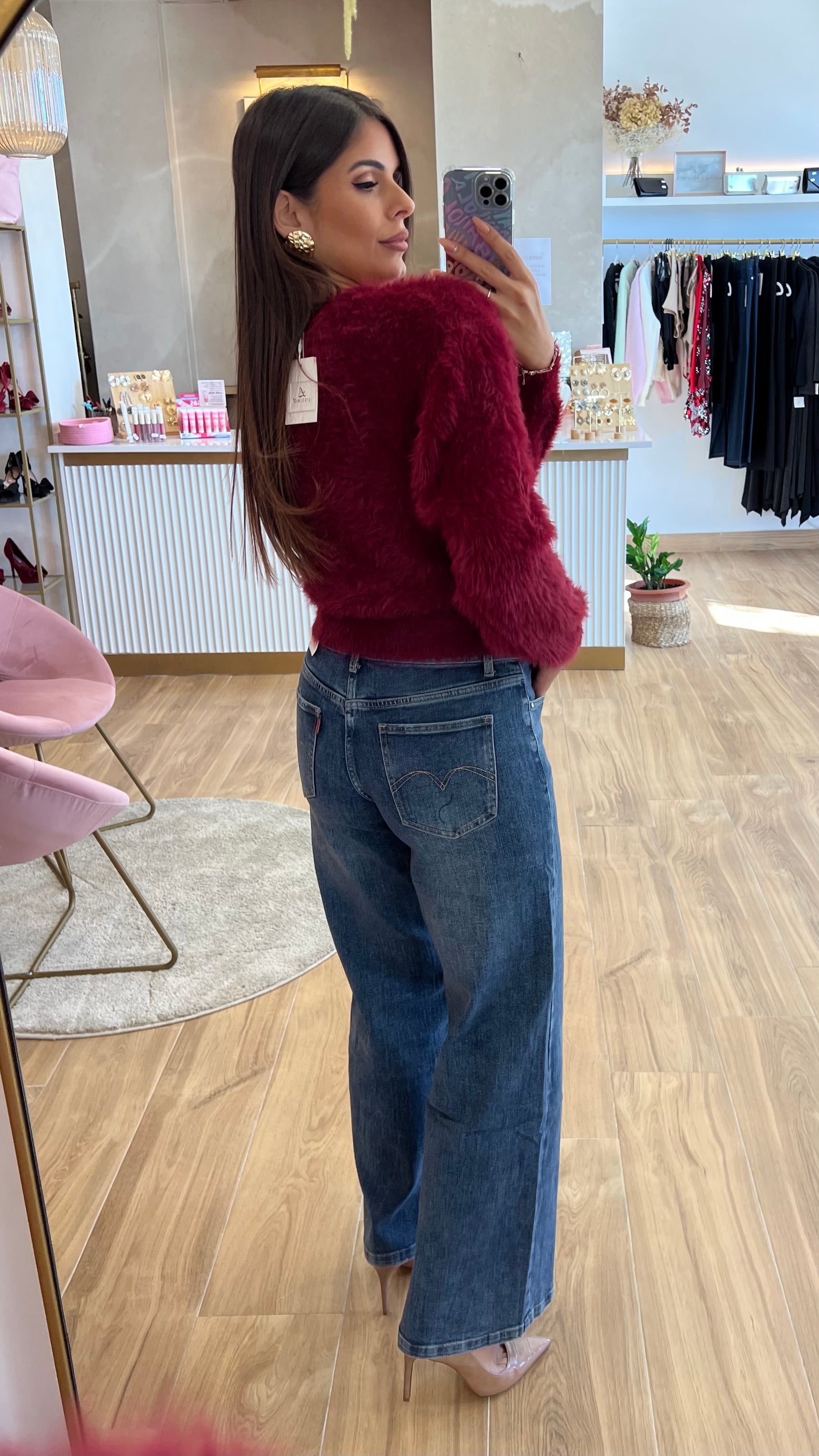 Rebeca Botones Oro Burdeos