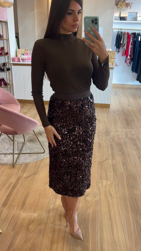 Falda Lentejuelas Marrón