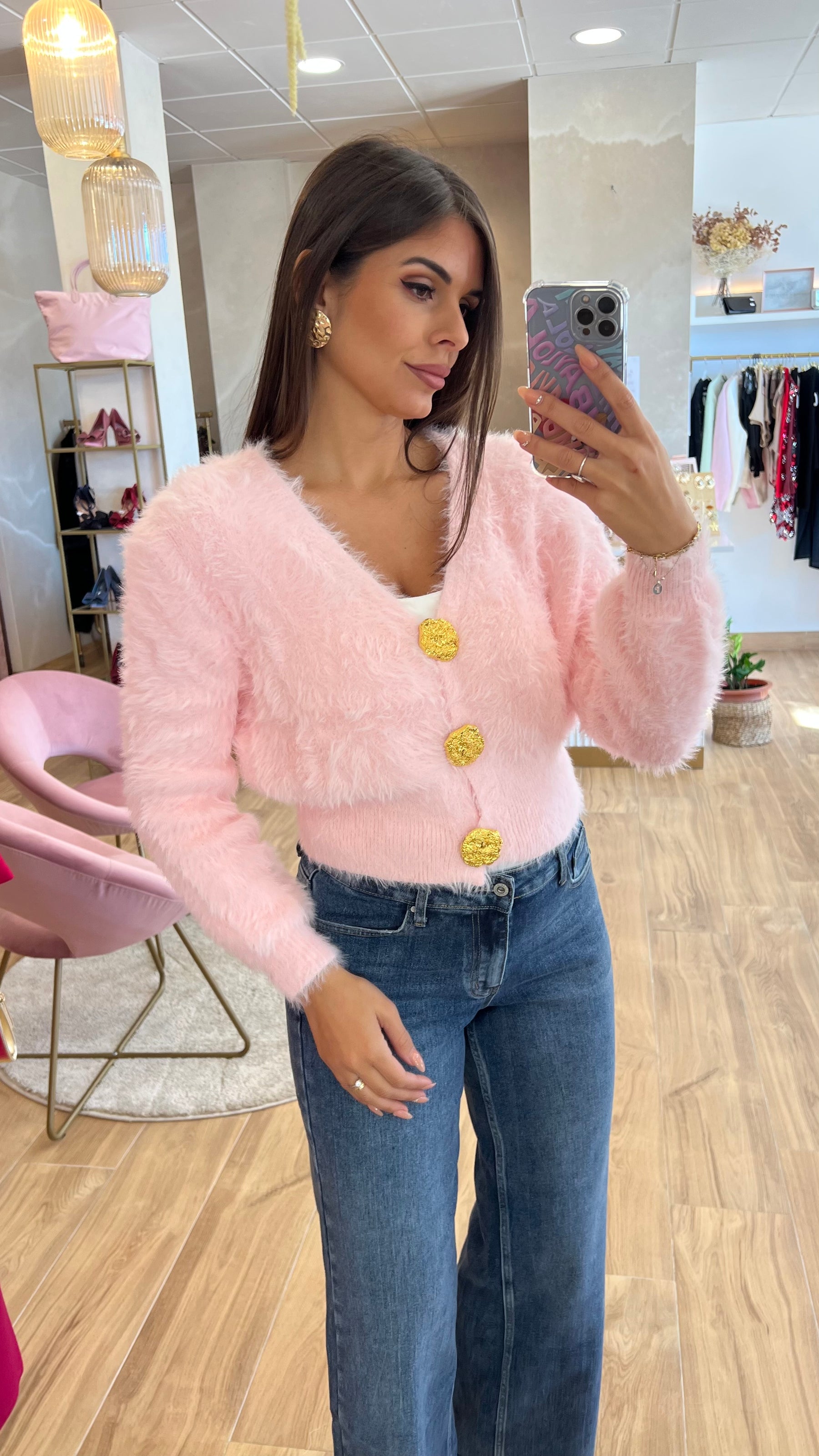 Rebeca Botones Oro Rosa