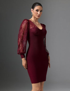 Vestido Bandage Mangas Encaje