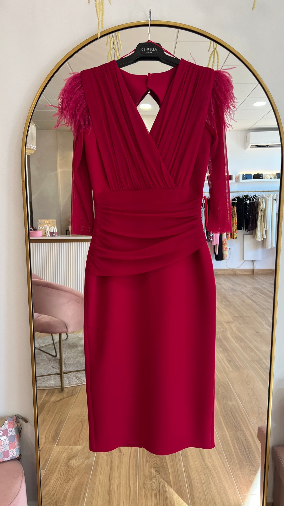 Vestido Leonor Escote V Cereza “Made in Spain”