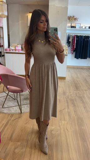 Vestido Punto Canalé Topo