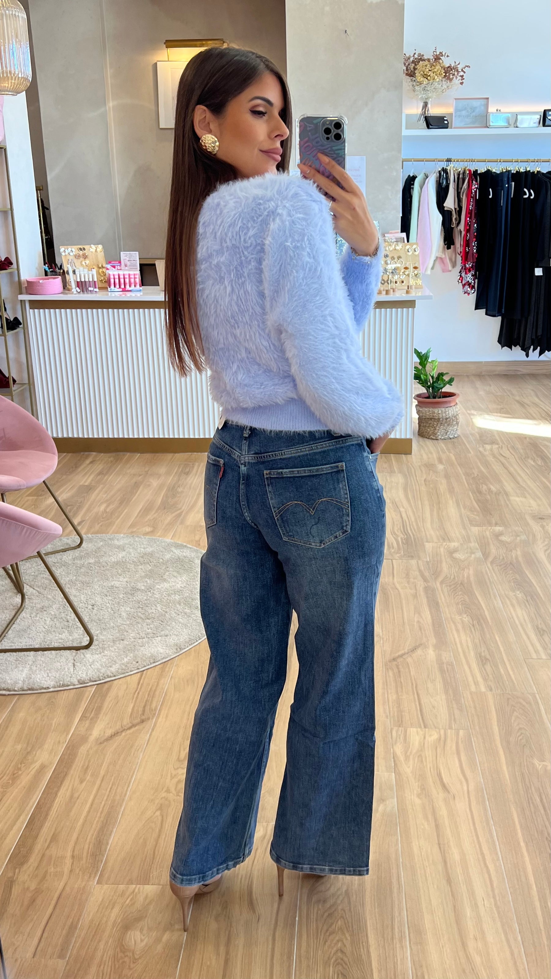 Rebeca Botones Oro Celeste