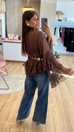 Blusa Volante Chocolate