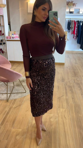 Falda Lentejuelas Marrón