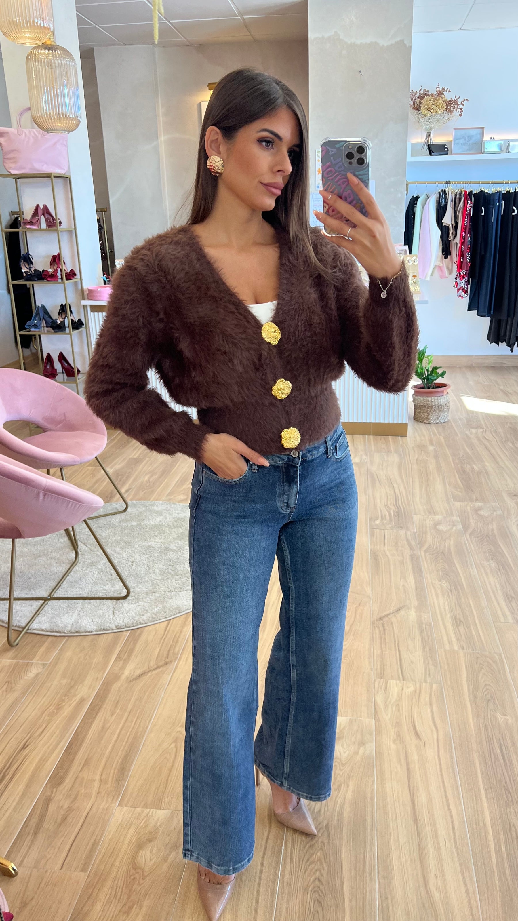 Rebeca Botones Oro Marrón