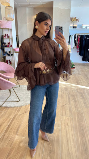 Blusa Volante Chocolate