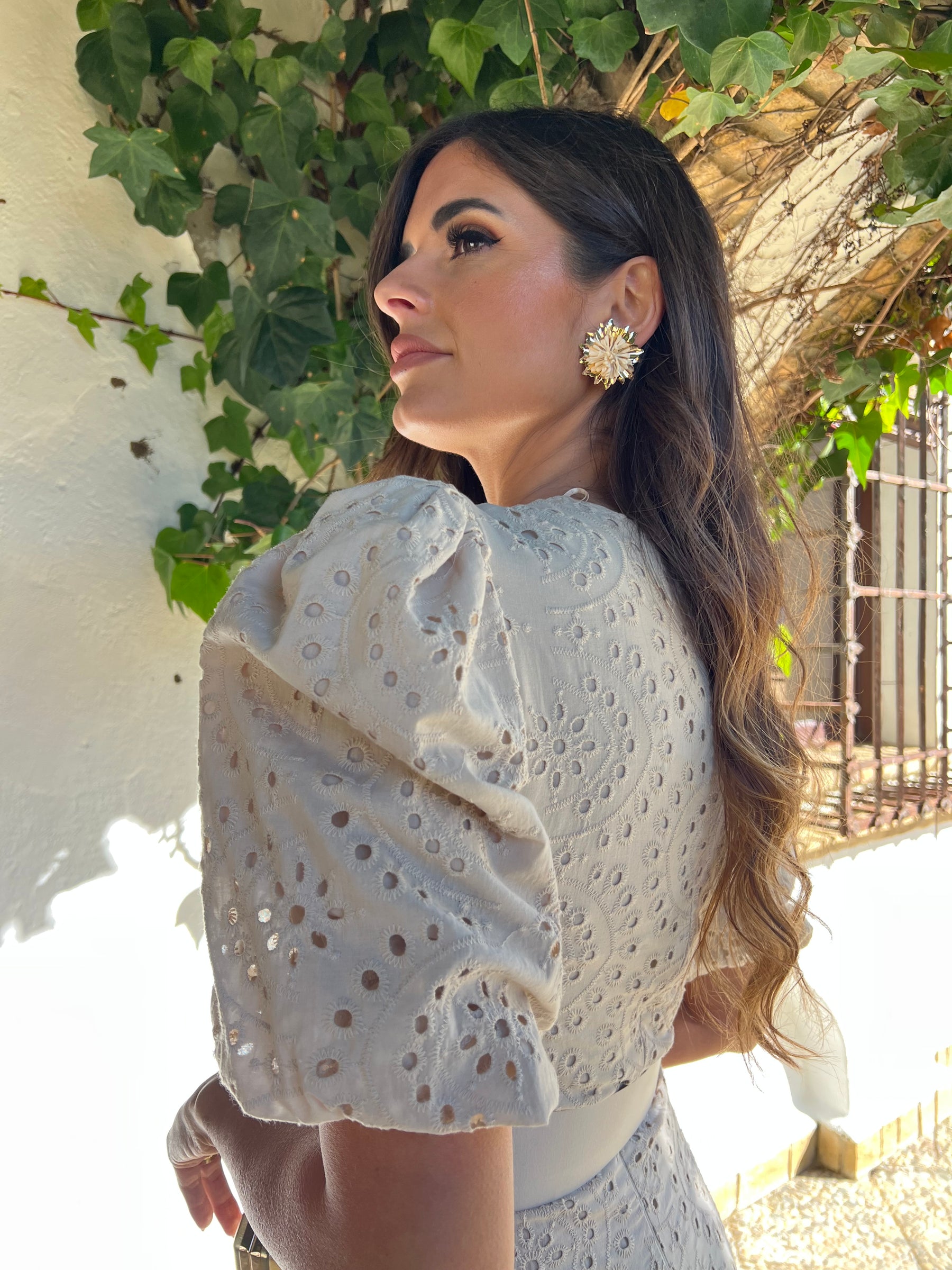 Vestido Brocado Beige