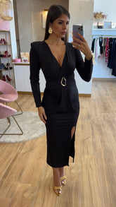 Vestido Drapeado Negro