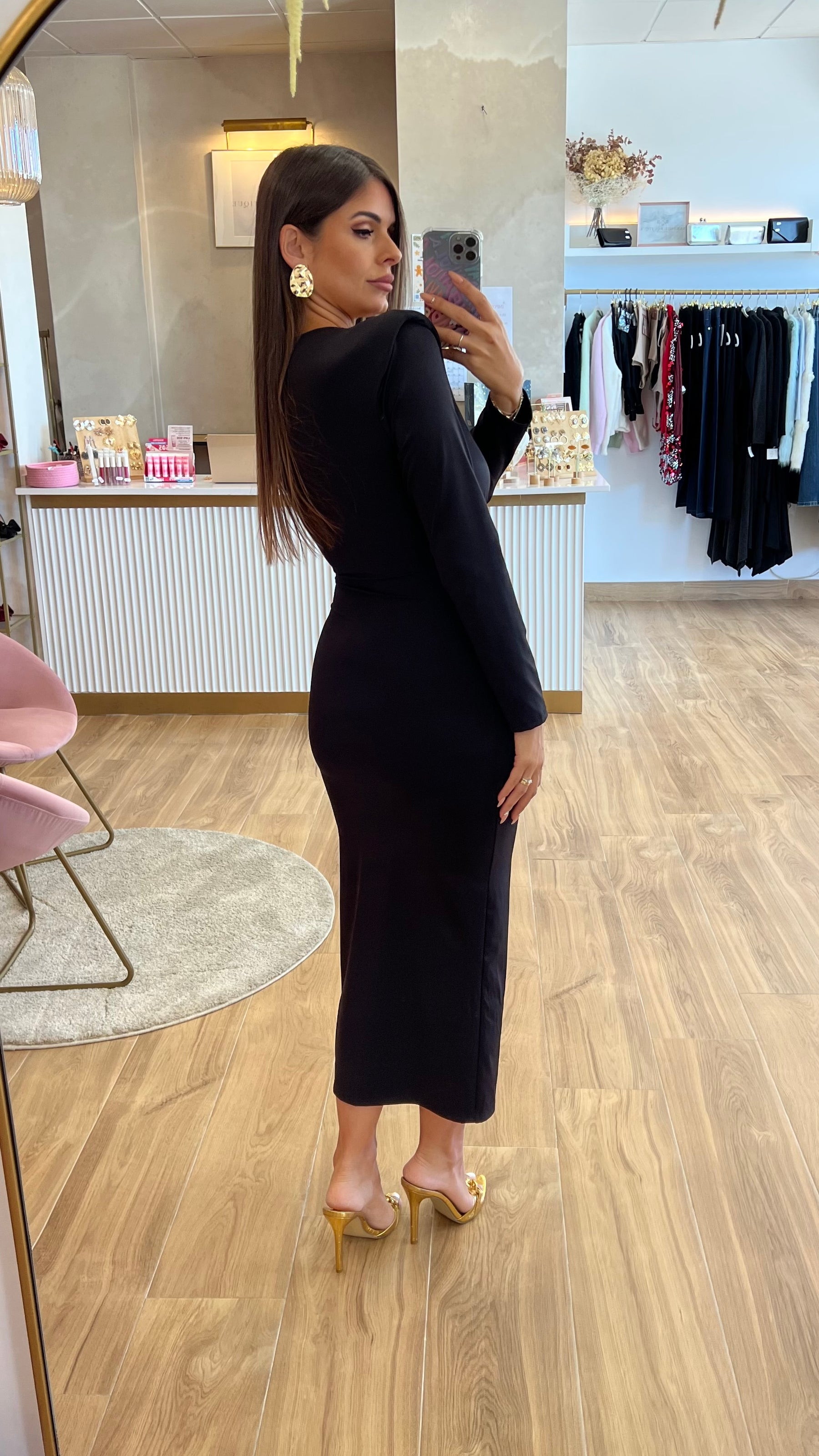 Vestido Drapeado Negro