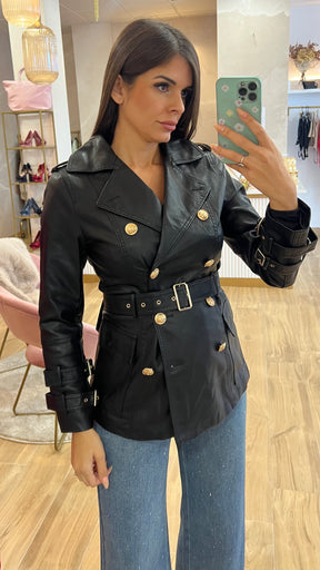 Chaqueta Abotonadura Efecto Piel