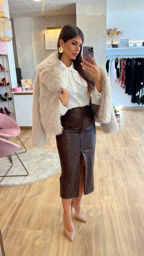 Falda Ecopiel Abotonada