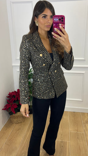 Chaqueta Blazer Negra Tweed