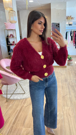 Rebeca Botones Oro Burdeos