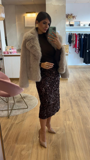 Falda Lentejuelas Marrón