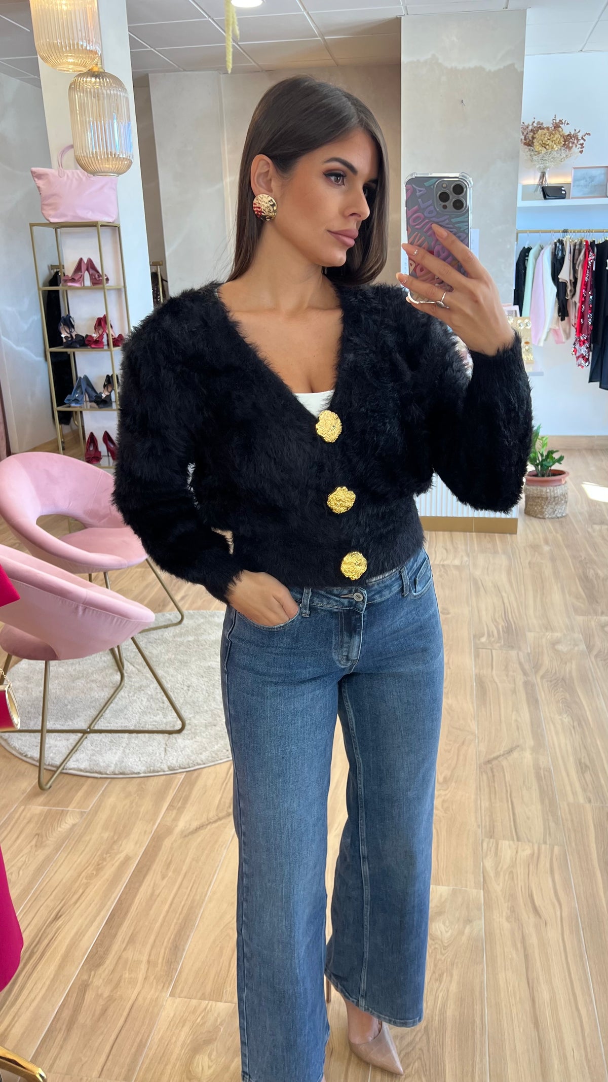 Rebeca Botones Oro Negra