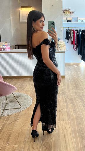 Vestido Ébano Rosas