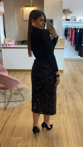 Falda Lentejuela Negra
