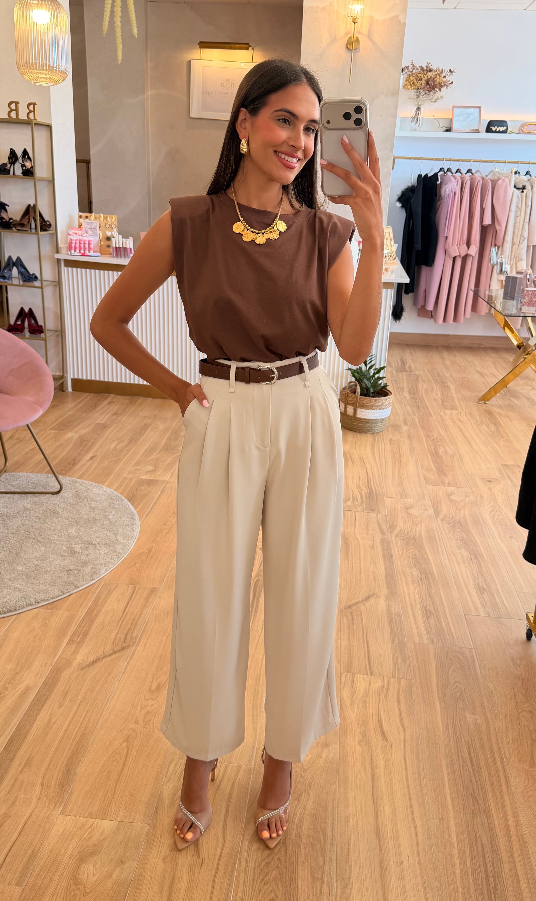 Pantalón Pinza Beige