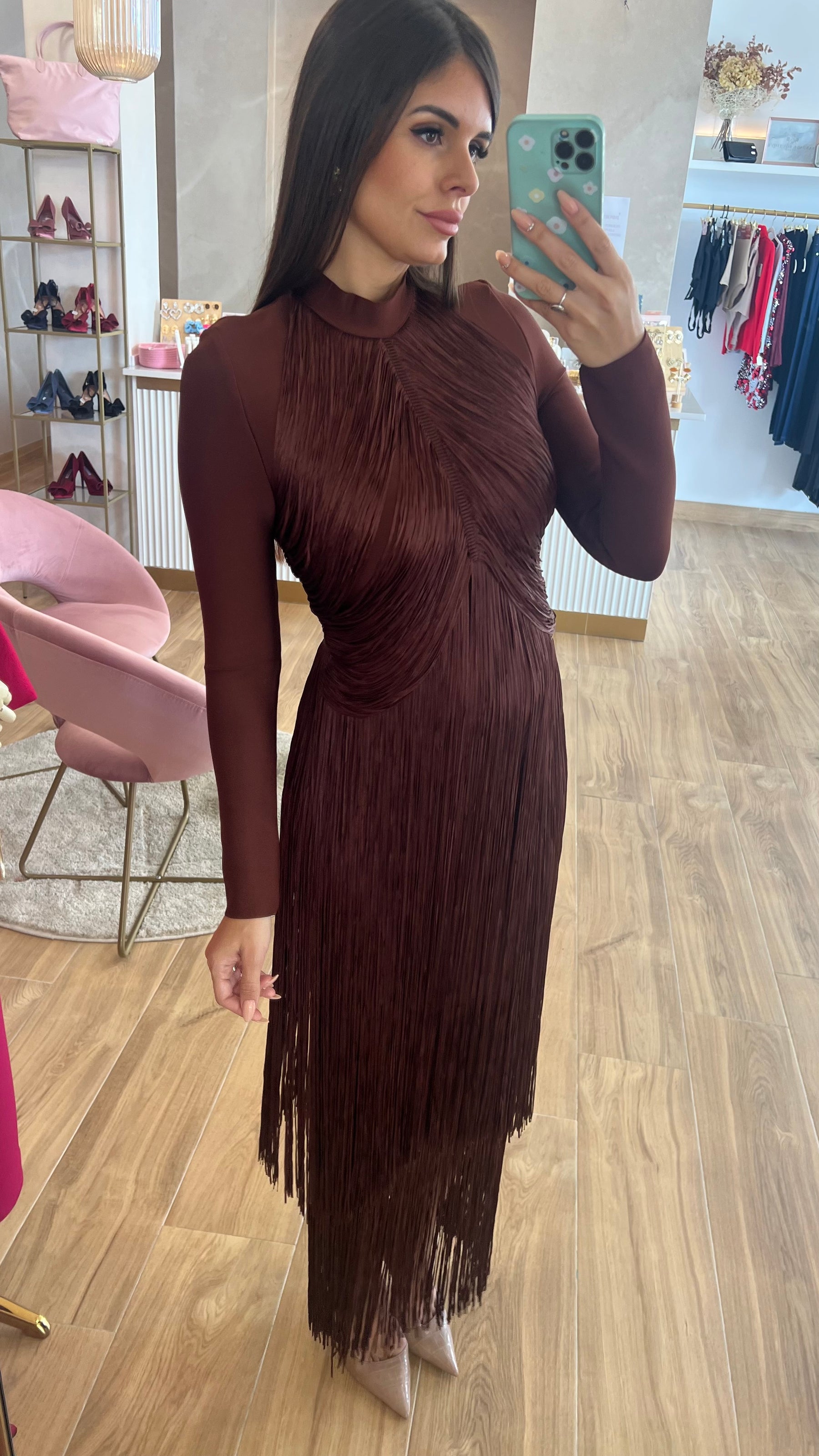 Vestido Bandage Flecos Chocolate