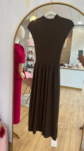 Vestido Punto Canalé Marrón