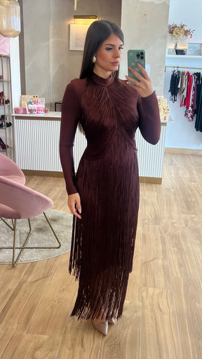 Vestido Bandage Flecos Chocolate