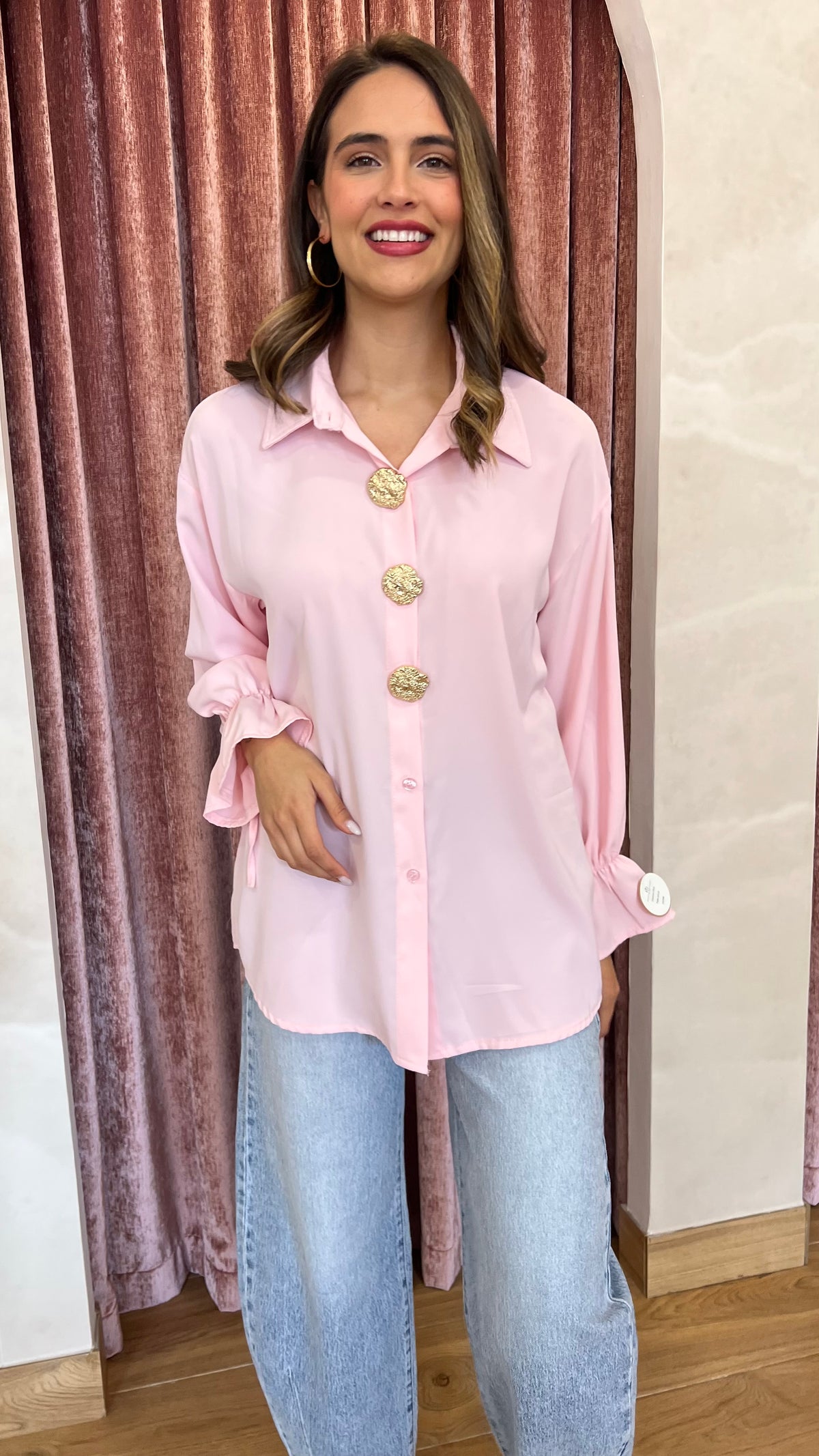 Camisa Botones Oro Rosa