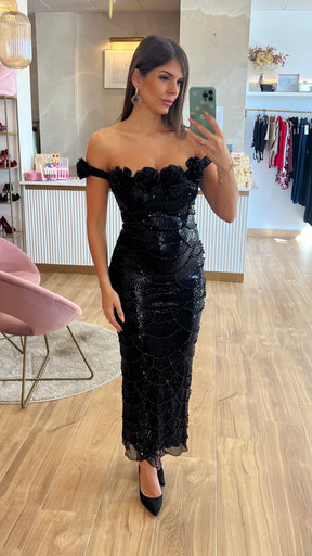 Vestido Ébano Rosas